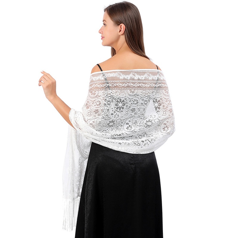 Khăn Choàng Ren Phối Tua Rua Thời Trang Nữ Tính