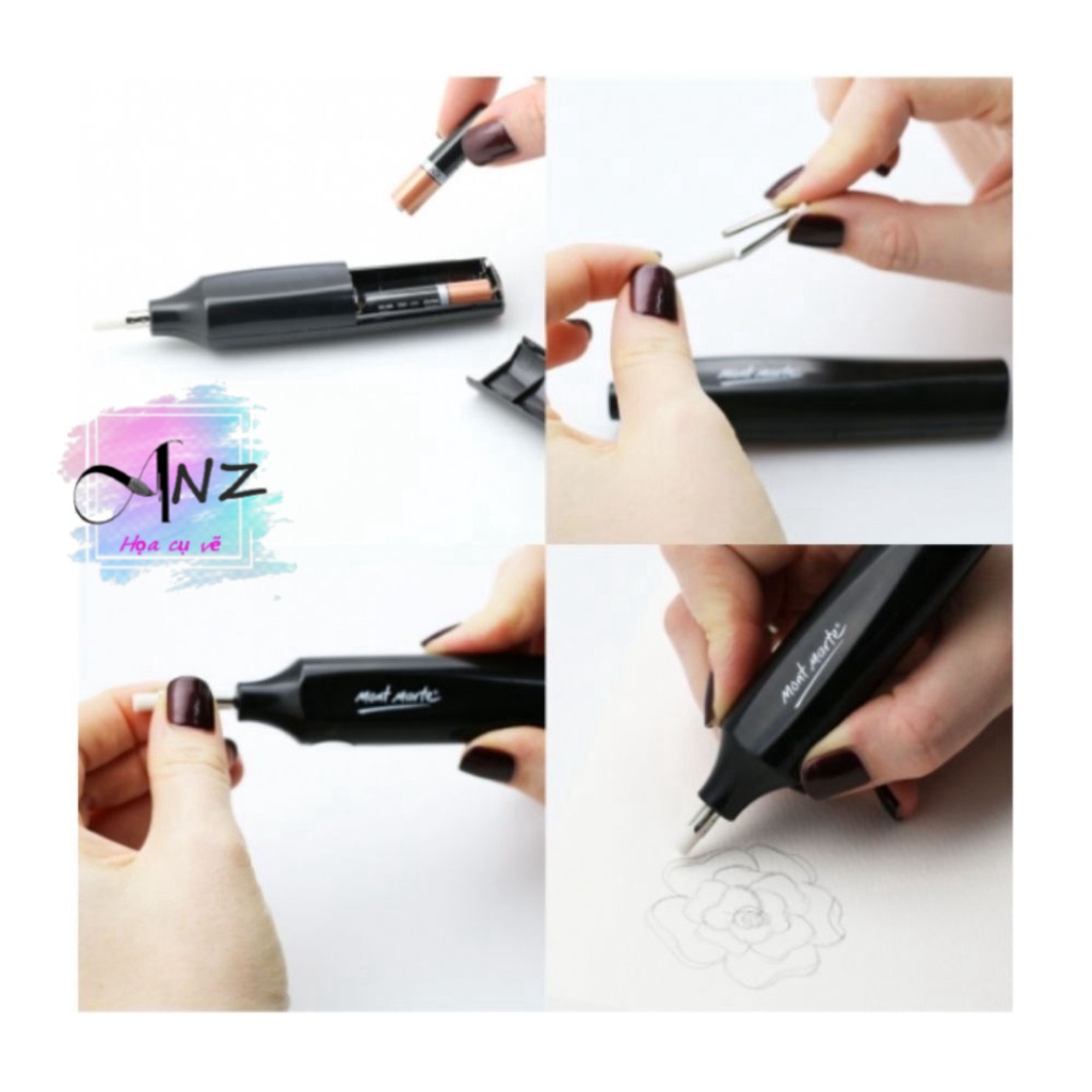 Tẩy điện Mont Marte kèm 30 viên tẩy, Mont Marte Electric Eraser with 30pc Erasers
