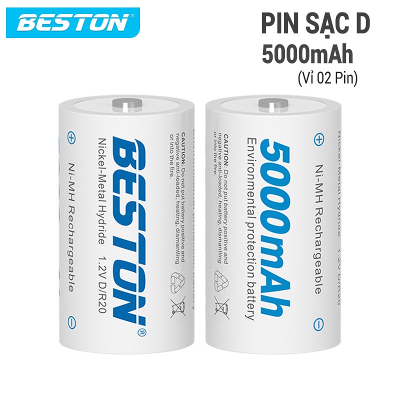Pin đại sạc D BESTON 5000mAh dùng cho bếp ga, dèn pin, thiết bị công nghiệp, thay thế pin con ó ( (Vỉ 2 Pin)