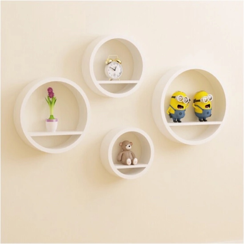 Kệ Gỗ Treo Tường TG-20 4 hình tròn gắn tường, decor siêu xink.