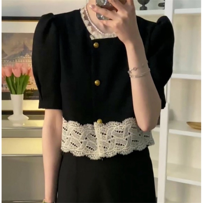 CÓ SẴN Set bộ đồ nữ thiết kế LOẠI 1 thấm hút mồ hôi, áo sơ mi viền ren tiểu thư và quần short đùi siêu xinh -HÀNG CÓ SẴN