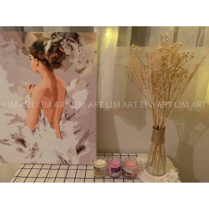 Tranh sơn dầu số hóa tự tô có khung LIM Art - Tranh tô màu theo số cô gái T121