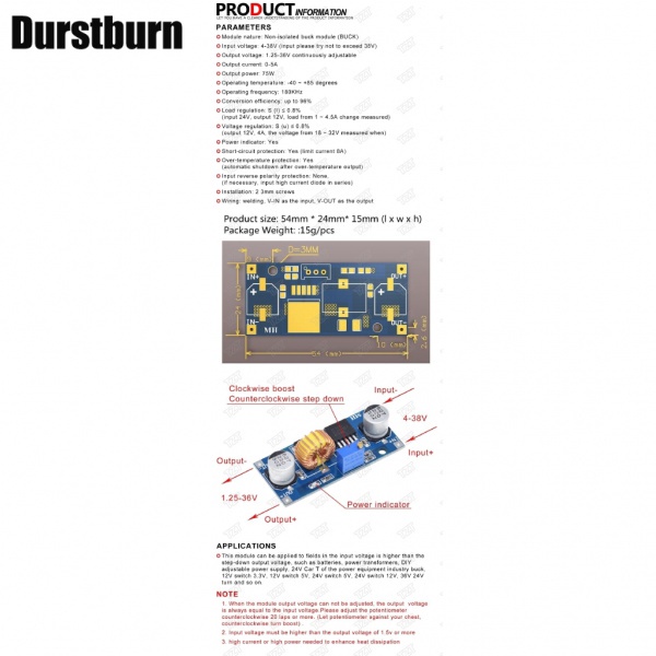 Mô Đun Hạ Áp 5A XL4015 DC-DC 4-38V Sang 1.25-36V 24V 12V 9V 5V Có Thể Điều Chỉnh Tiện Dụng