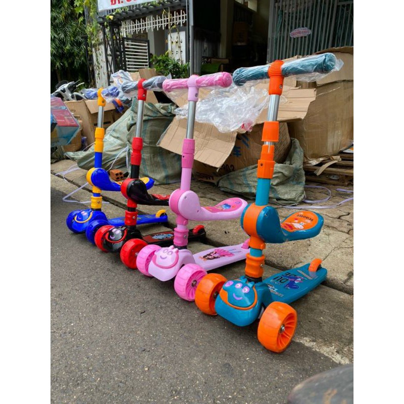 Xe scooter, xe chòi chân 3in1 có đèn led và ghế ngồi gấp gọn