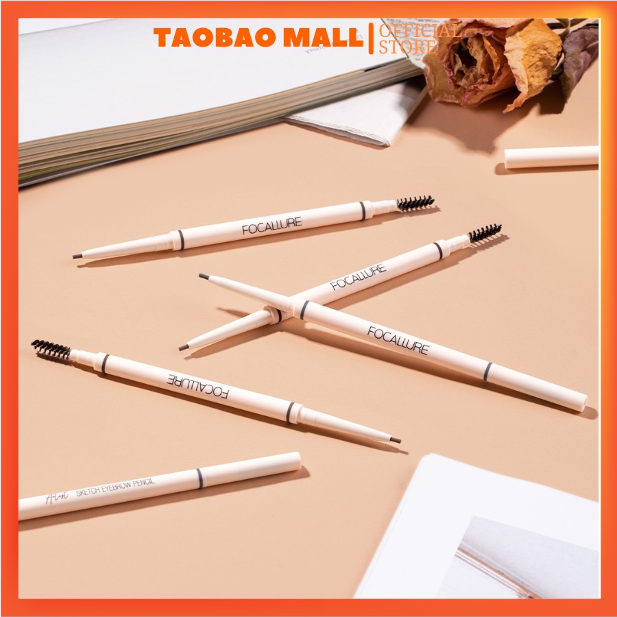 Chì kẻ lông mày FOCALLURE chống nước bền màu thiết kế đầu tròn và tam giác hỗ trợ trang điểm tiện dụng và dễ dàng 0.1g