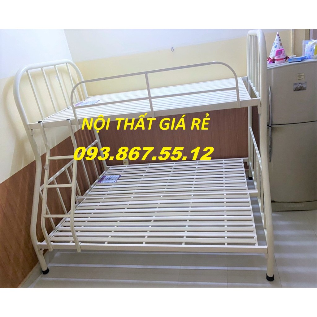 GIƯỜNG TẦNG TRẺ EM, TRÊN NGANG 1M2, DƯỚI 1M4, SẮT ỐNG TRÒN