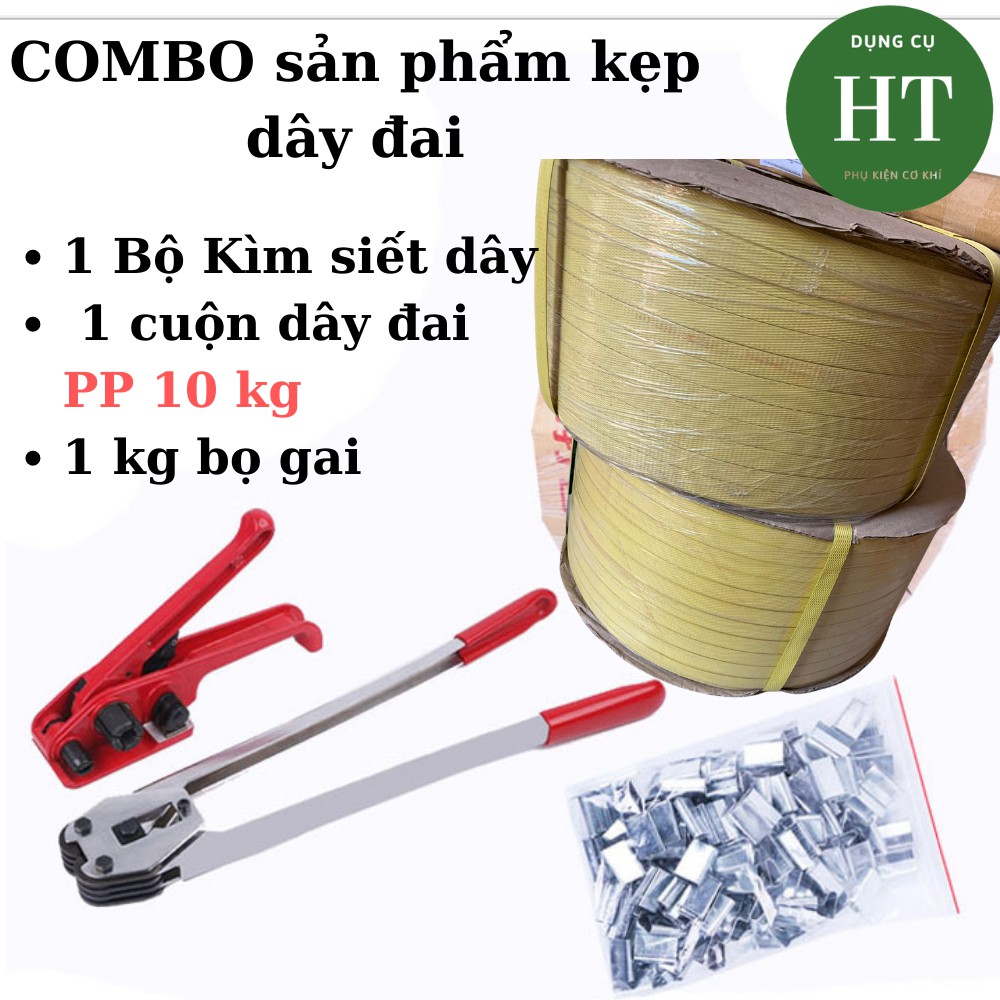 Kìm Siết Dây Đai Nhựa Kèm Dây và Bọ Sắt Kẹp Đai