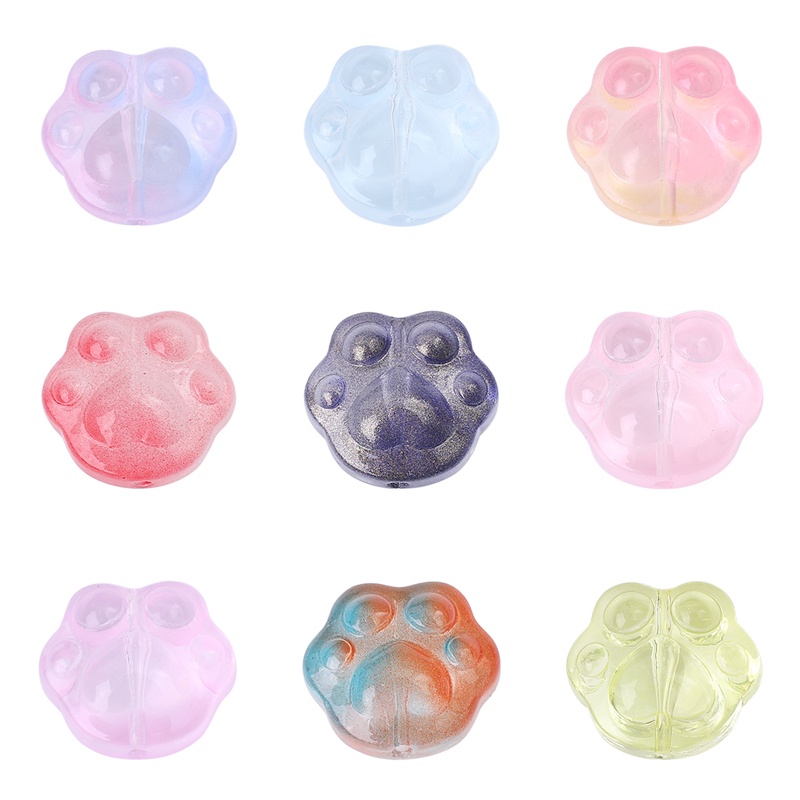 Bộ Hạt Thủy Tinh Hình Dấu Chân Gấu Nhiều Màu Dễ Thương Dùng Làm Trang Sức diy