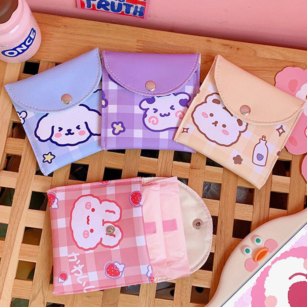 Ví Đựng Tiền Xu / Tai Nghe Bằng Da PU Họa Tiết Hoạt Hình Phong Cách Hàn Quốc