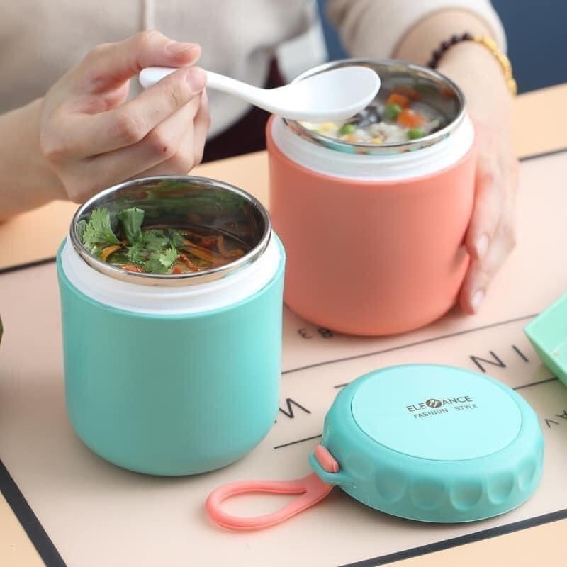 Bình ủ cháo cho bé có quai cầm ruột inox 304 ELE ANCE dung tích 430ml