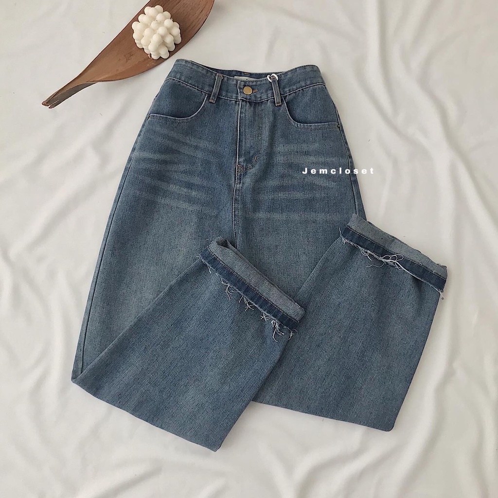 Quần Jeans Nữ Dài Quần Bò Baggy Nữ Ống Đứng ESTHE Màu Xanh Phong Cách Trẻ Trung Basic 2754 Gous Official