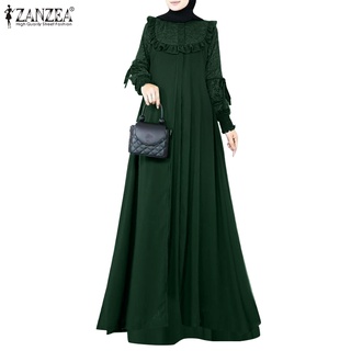 Đầm ZANZEA dài tay phối ren thanh lịch thời trang cho nữ