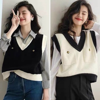 Áo gile len viền 2 túi hàng QC nhẹ nhàng