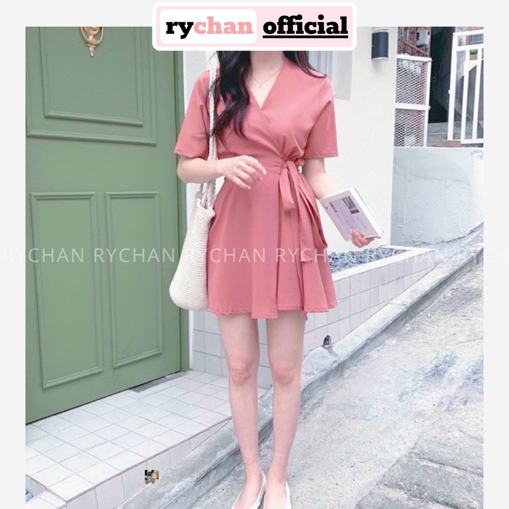 Đầm Xòe Cổ V Đắp Chéo Tà 3 Màu Nữ Tính  - DX0116