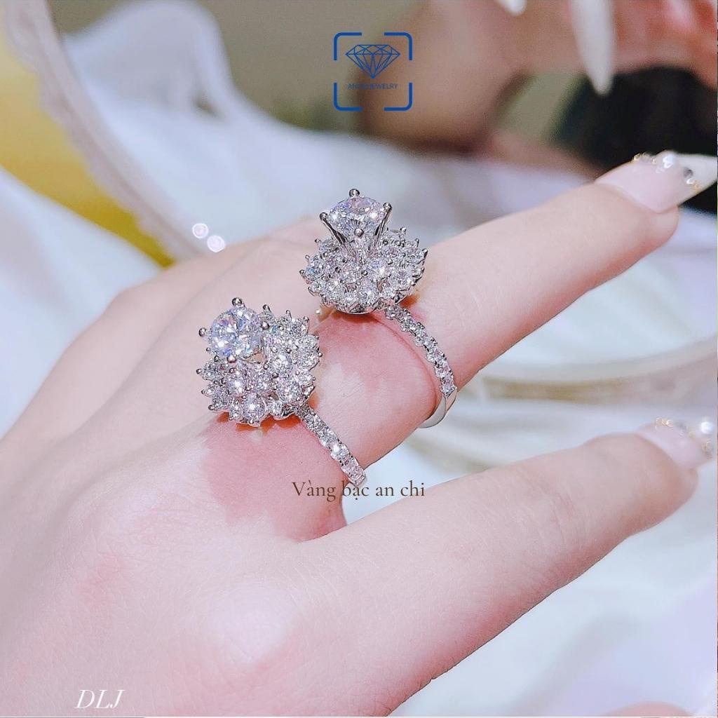 Nhẫn nữ xi bạch kim mặt đá cao sang chảnh, chuẩn bạc ý 925 - Anchi jewelry