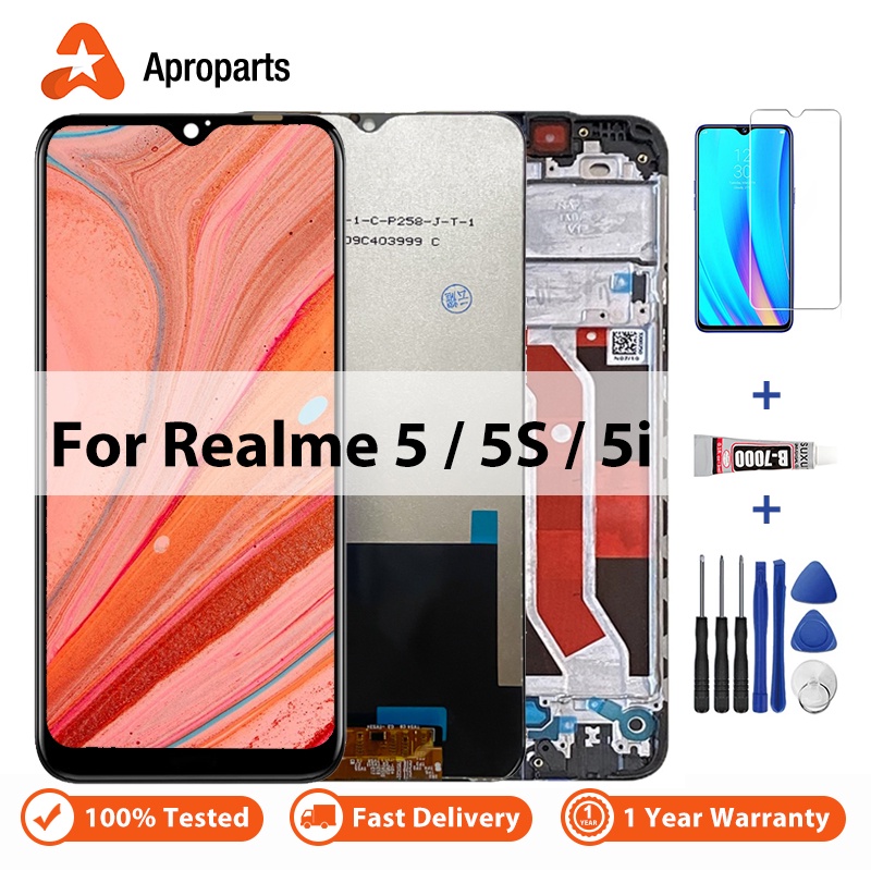 Màn hình LCD gốc dành cho OPPO Realme 5 5S 5i RMX1911 RMX1925 RMX2030 Màn hình có lắp ráp màn hình cảm ứng với thay thế khung đã được kiểm tra 100%