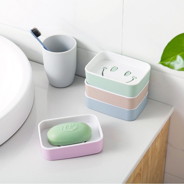 Khay Đựng Xà Bông Xà Phòng 2 Lớp Hình Mặt Cười Dễ Thương (Để Trên Bề Mặt) 88217