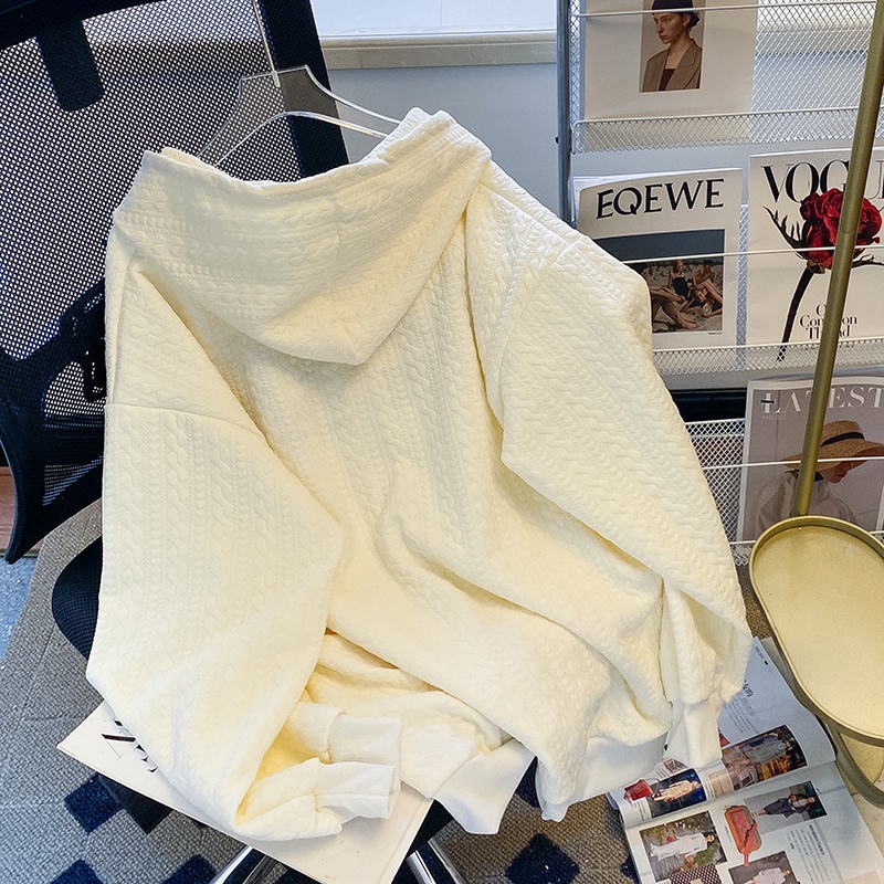 ZHELIHANGFEI Áo Hoodie Tay Dài Dáng Rộng Phối Dây Rút Phong Cách Preppy