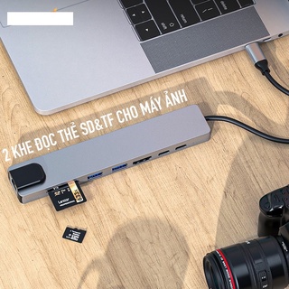 Hub chuyển Type-C 8in1-bộ chuyển đổi sang HDMI 4k/USB/TypeC dùng cho laptop táo,tablet táo,Smart Phone