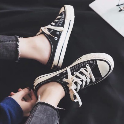 Giày sục thể thao ulzzang buộc dây đen trắng hot hit | BigBuy360 - bigbuy360.vn