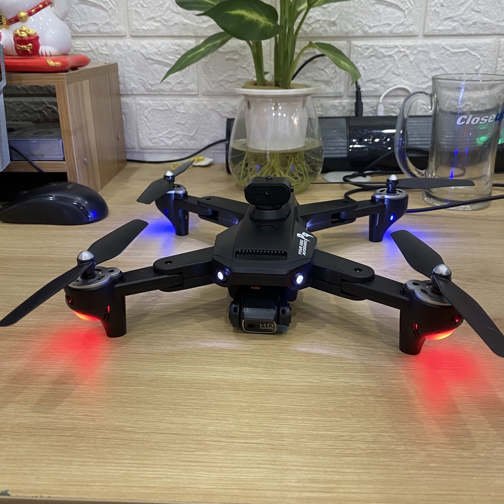 Máy bay điều khiển từ xa P9 PRO MAX - Flycam mini trang bị camera 4k, tự động tránh vật cản - màu đen