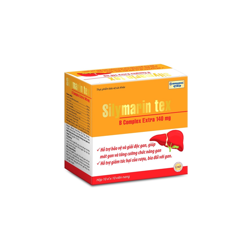 Viên uống bổ gan Silymarin Tex mát gan, giải độc gan, tăng cường chức năng gan, giảm tác hại bia rượu  - Hộp 100 Viên