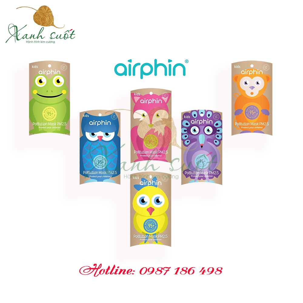 [Airphin] Khẩu Trang Nguyên Hộp 10 Chiếc- Pollution Mask Full Box 10 pieces [Xanh Suốt]