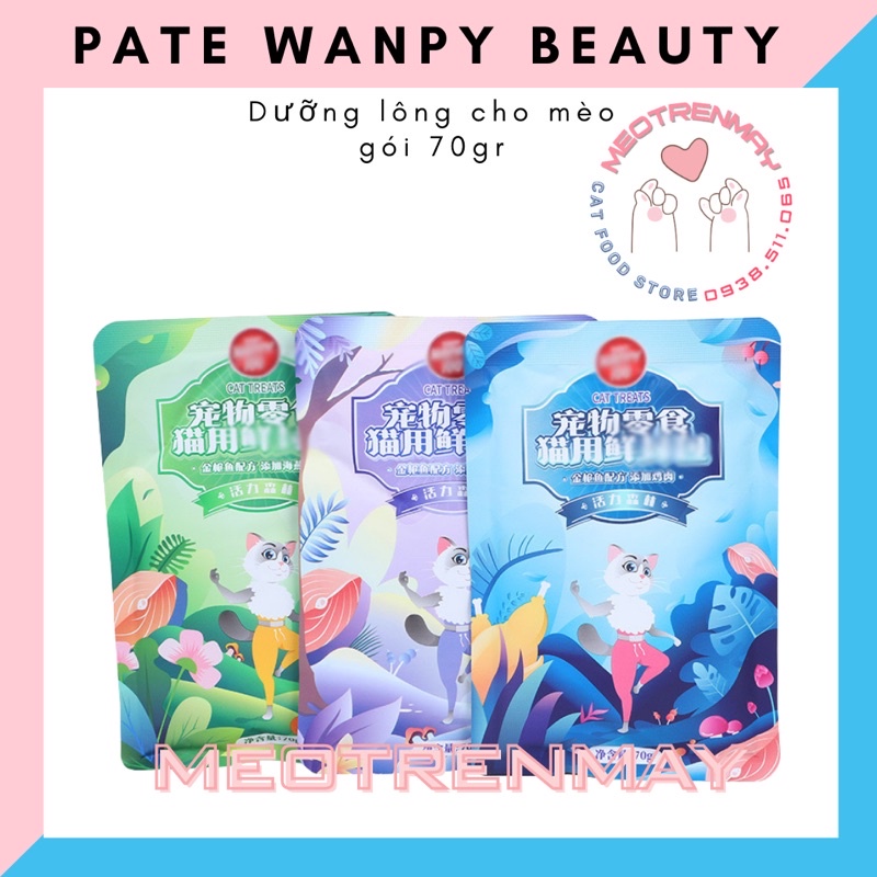 Pate WANPY BEAUTY dưỡng lông cho mèo - gói 70gr súp thưởng cho mèo ciao