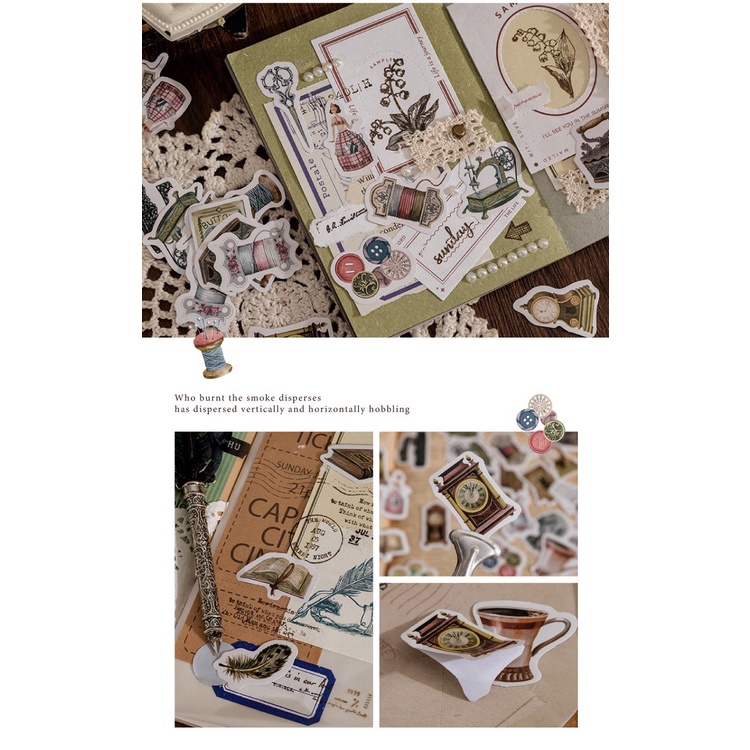 Bộ sticker/ Hình dán Hoạ Tiết Hình Hoạ Tiết Dụng Cụ Cổ Điển (45 Hình)