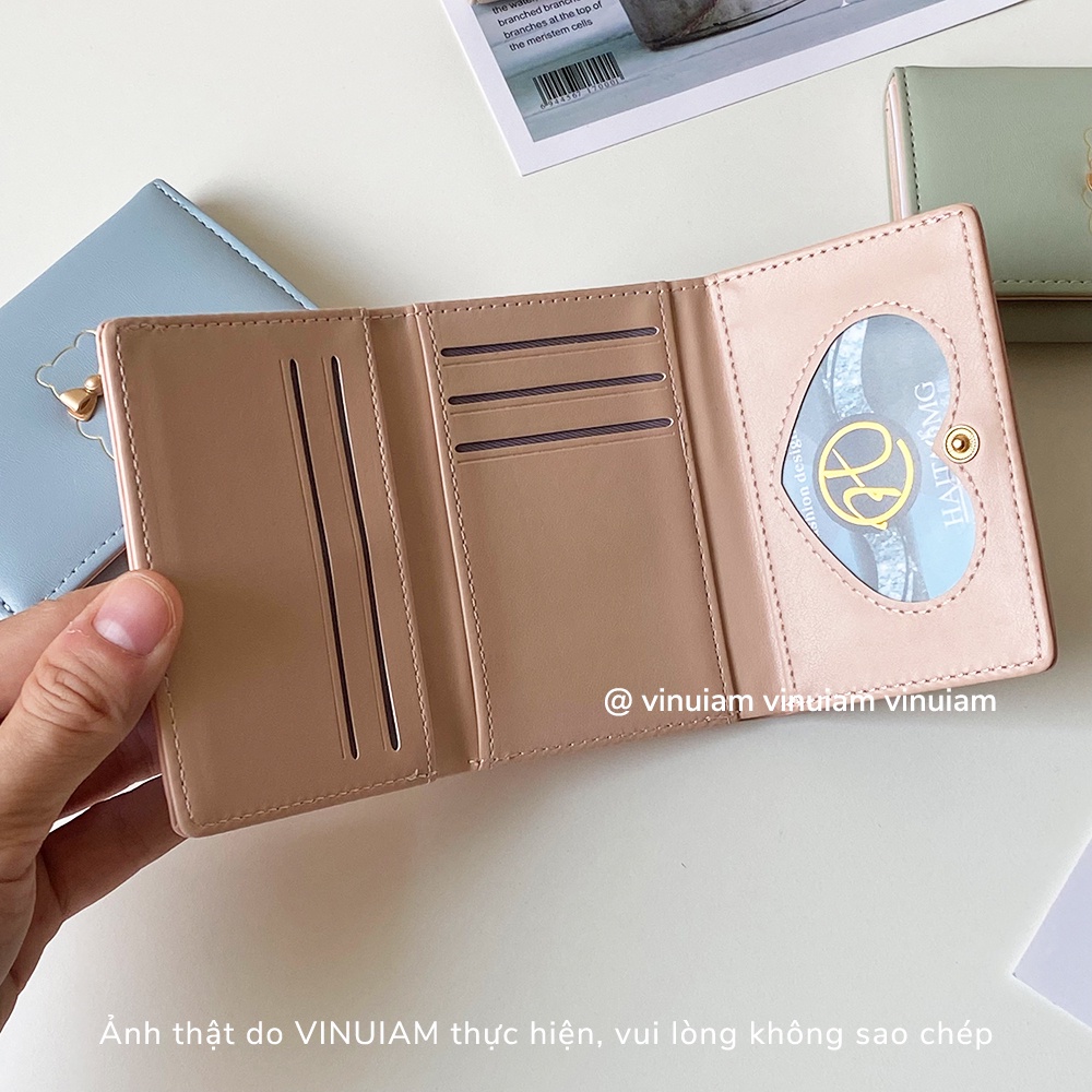 Ví nữ mini ngắn cầm tay da PU cao cấp thiết kế nhiều ngăn kiểu dáng dễ thương - V03