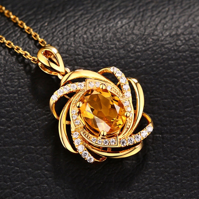 Vòng cổ Mạ Vàng 925 Mặt Đá Sapphire Bạc 18K Sang Trọng