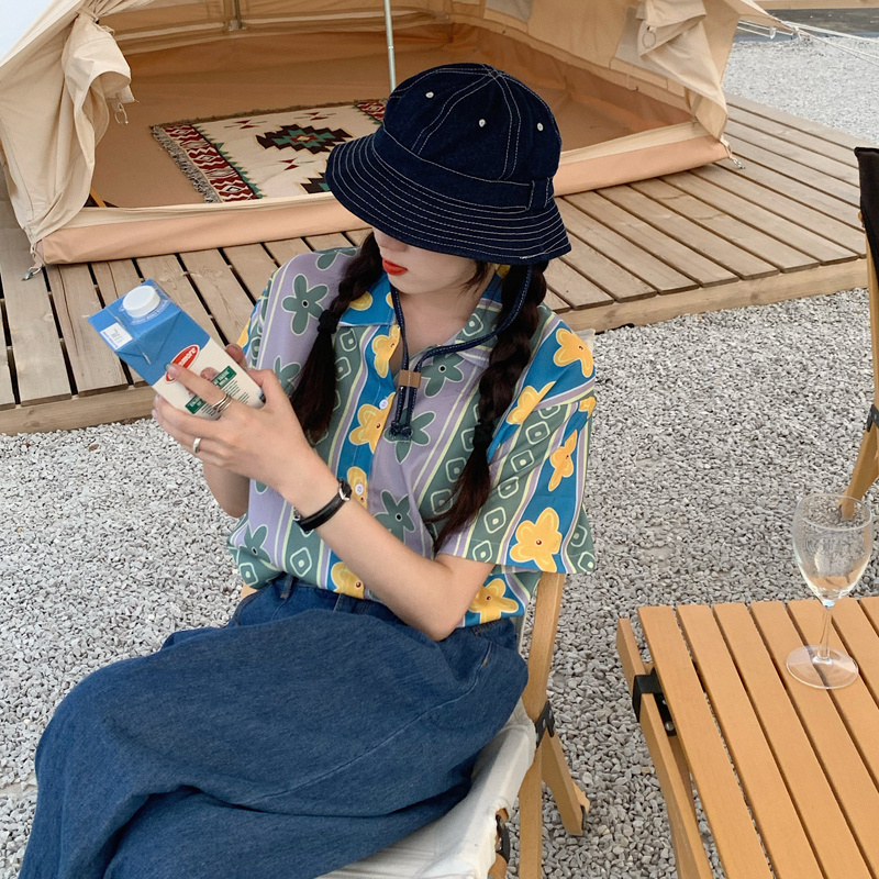 Áo Sơ Mi Dáng Rộng Hoạ Tiết Hoa Cho Nữ