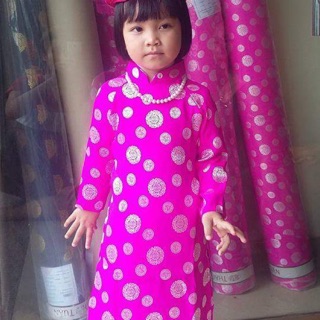 Áo dài truyền thống gấm Thái Tuấn Đồng xu