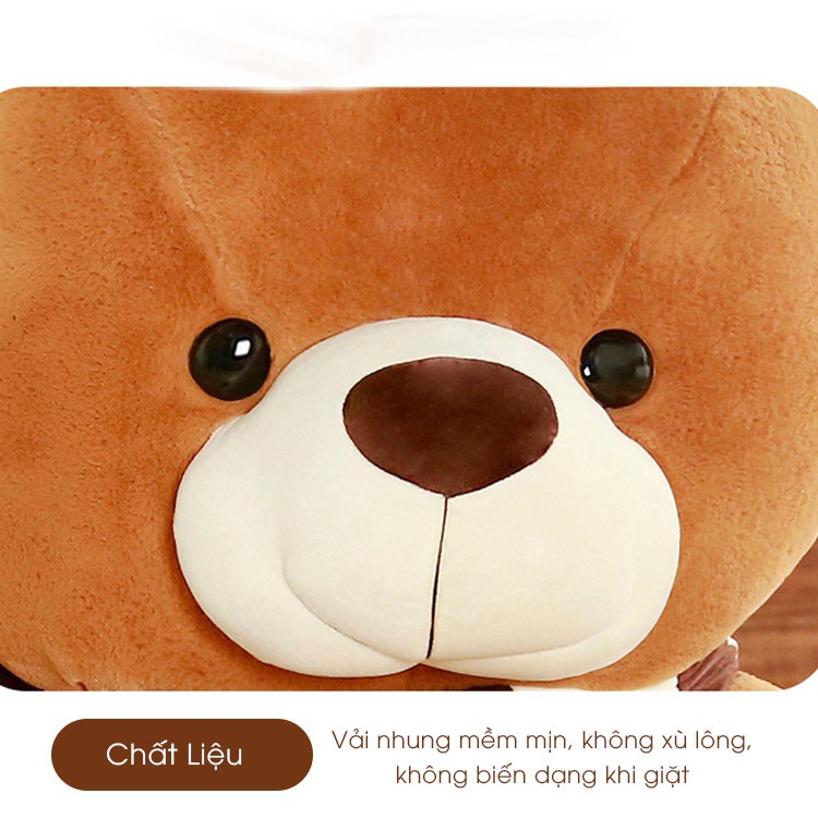 Gấu gông Brown đeo khăn, Thú nhồi bông cao cấp,Teddy quà tặng đáng yêu chất liệu vải nhung Hàn Quốc