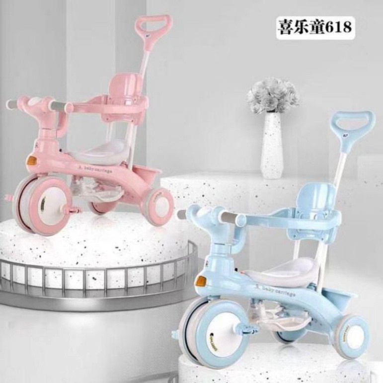 Xe Cần Đẩy💖FREESHIP💖Xe Đạp 3 Bánh Cao Cấp 618 Có Nhạc Và Có Đèn An Toàn Cho Bé