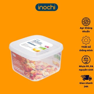 Hộp thực phẩm VUÔNG 2000ml inochi, chịu nhiệt, đựng thức ăn, thực phẩm, dụng cụ - Giao màu ngẫu nhiên