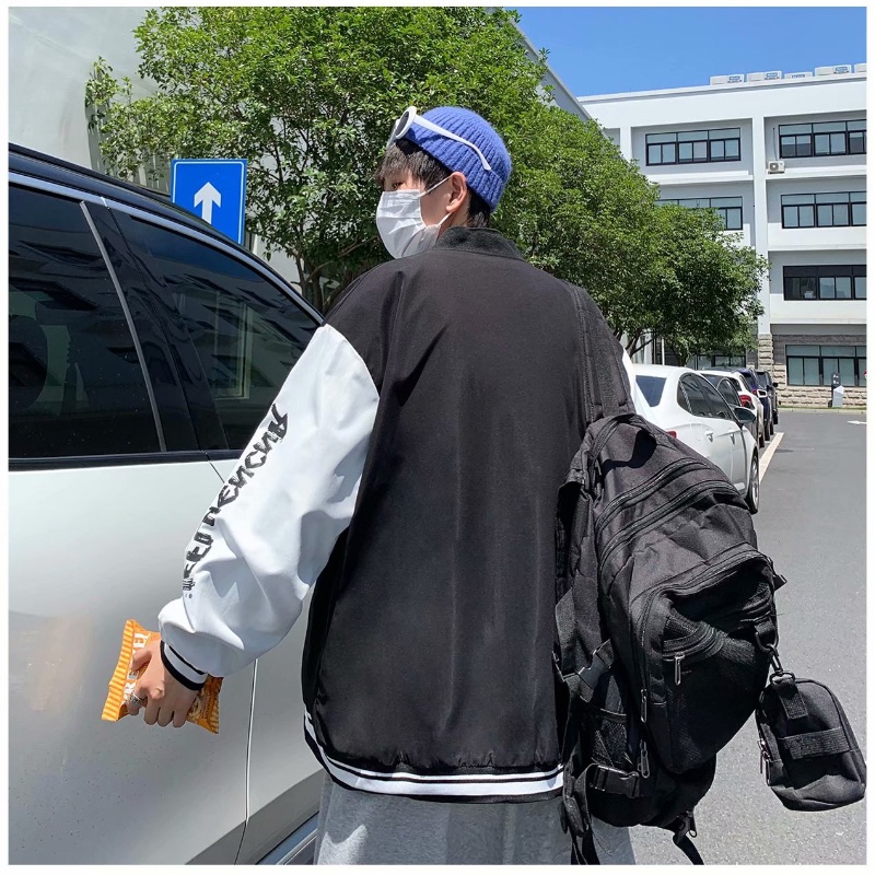 Áo khoác bóng chày dáng rộng phong cách hip hop đường phố thời trang mùa thu cho nam M-5XL