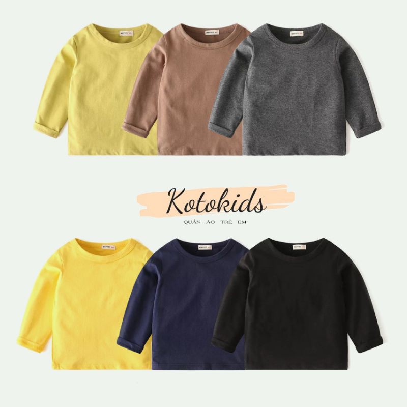 Áo thun trơn dài tay cho bé WAPYPY áo thun cotton dài tay mỏng mặc thu đông cho bé hàng xuất