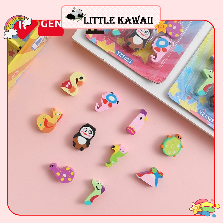 Set 10 cục gôm/ tẩy bút chì động vật thú vị dễ thương iigen