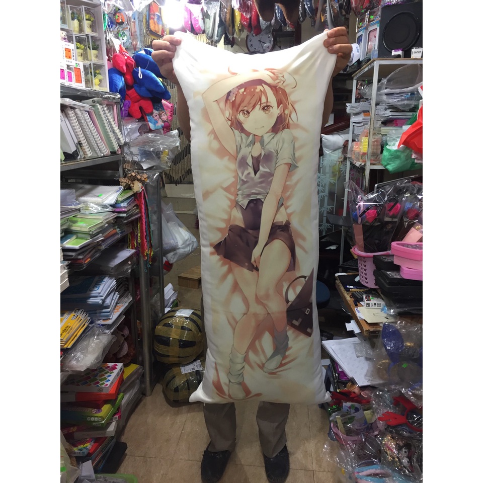 Gối ôm dài anime mikoto misaka có ruột bông  1mx40cm tặng 1 huy hiệu hoặc 1 poster