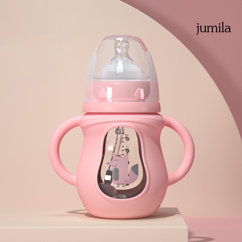 Bình sữa cho bé bằng thủy tinh có ống hút tiện dụng dung tích 150ml / 240ml