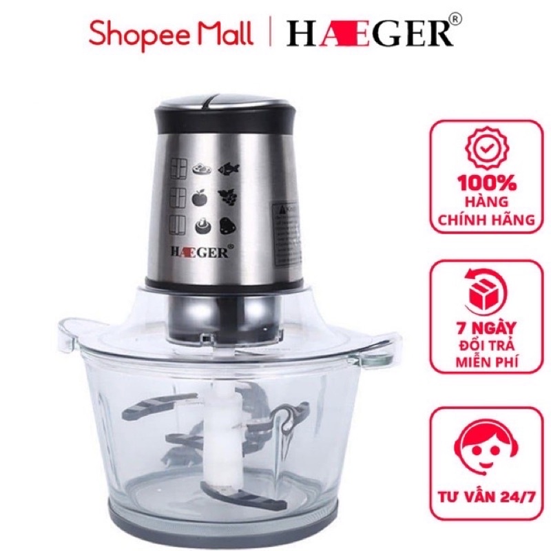 [Mã ELHADEV giảm 4% đơn 300K] Máy xay sinh tố,xay thịt,đa năng HAEGER HG-7009A2L Công Xuất 500W- Lưỡi dao kép siêu sắc