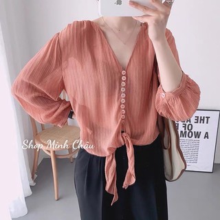 (Sẵn)Áo voan buộc bụng Zaraaa dư sịn