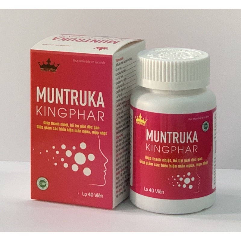 Mụn trứng cá MUNTRUKA Kingphar ( Lọ 40 Viên ) - Hỗ trợ giảm mụn nhọt, trứng cá, dị ứng, mẩn ngứa, đẹp da
