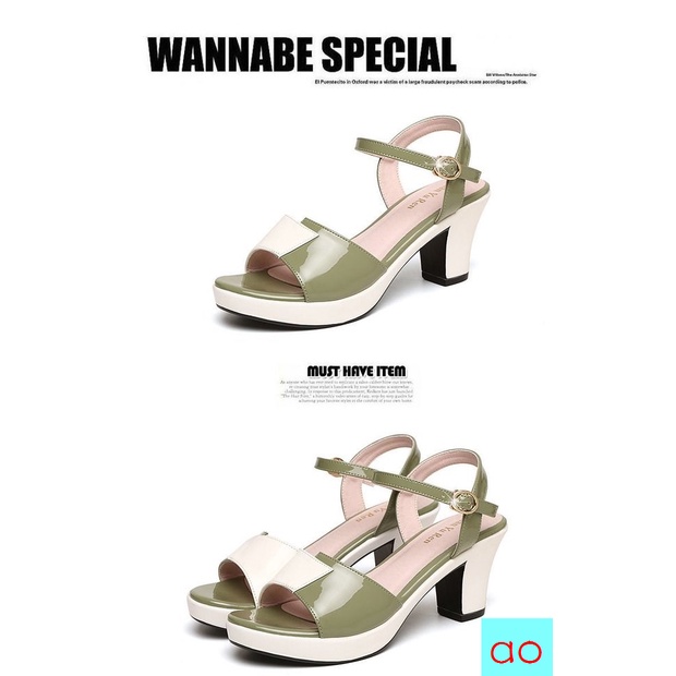 Hàng Có Sẵn Giày Sandal Cao Gót Hở Mũi Có Khóa Cài Bằng Da Thật Thời Trang Mùa Hè Mới Dành Cho Phụ Nữ Trung Niên
