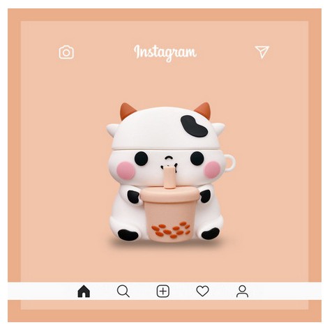 ☘️Tặng kèm dây đeo☘️Case Airpod 1 2 Pro ...Vỏ bao bọc Bò sữa uống Trà sữa đựng tai nghe không dây airpods silicon mềm