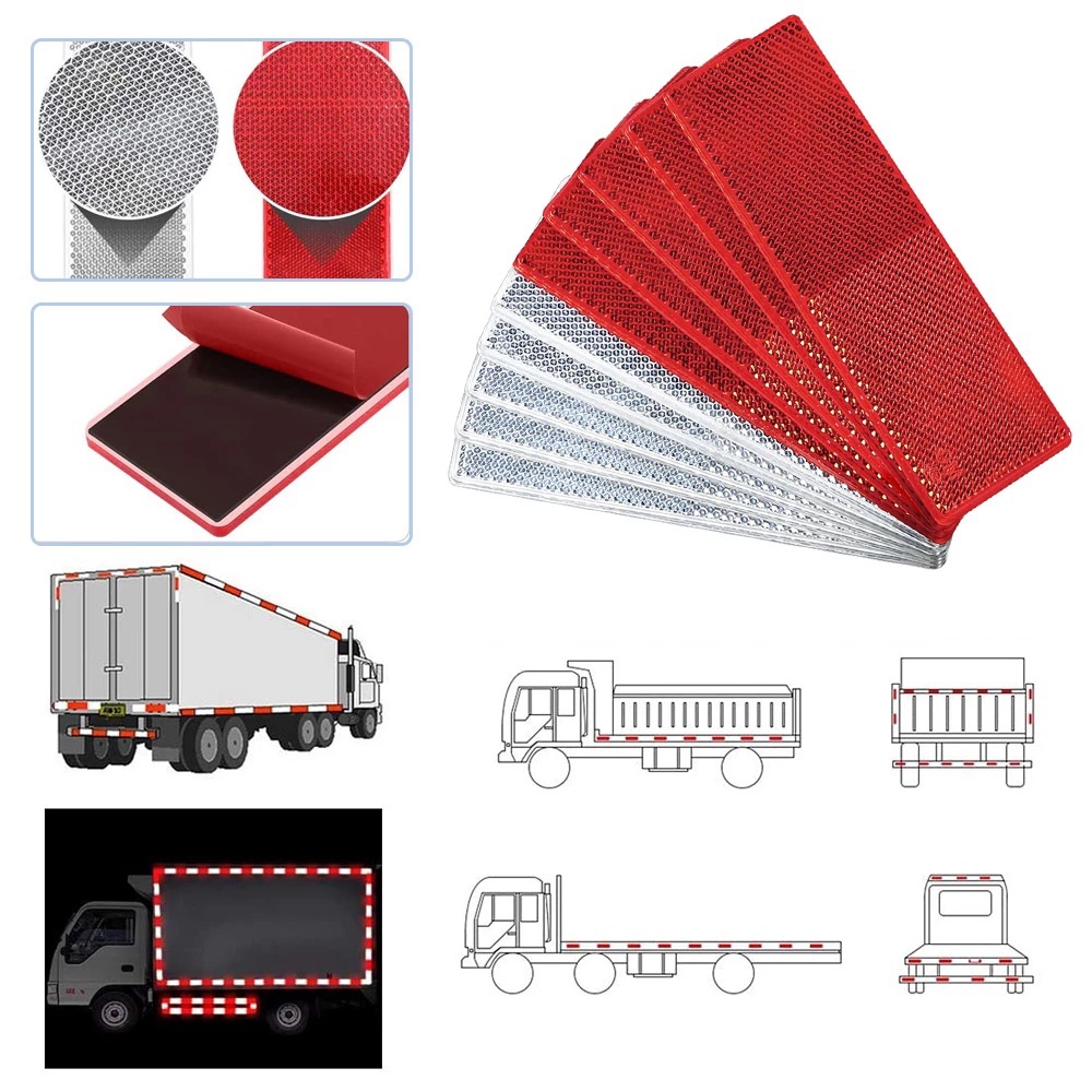 Tấm Phản Quang Gắn Thân Xe Ô Tô Trắng Và Đỏ, Độ Dính Mạnh, Dễ Lắp Đặt