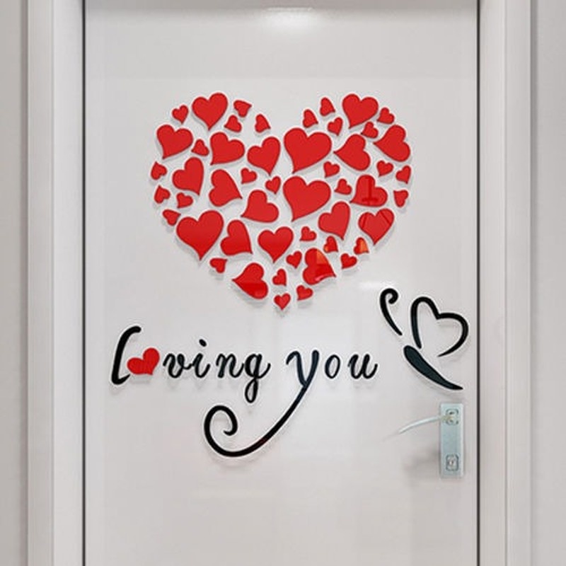Miếng Dán Tường Trang Trí Hình Trái Tim 3D Bằng Acrylic DIY