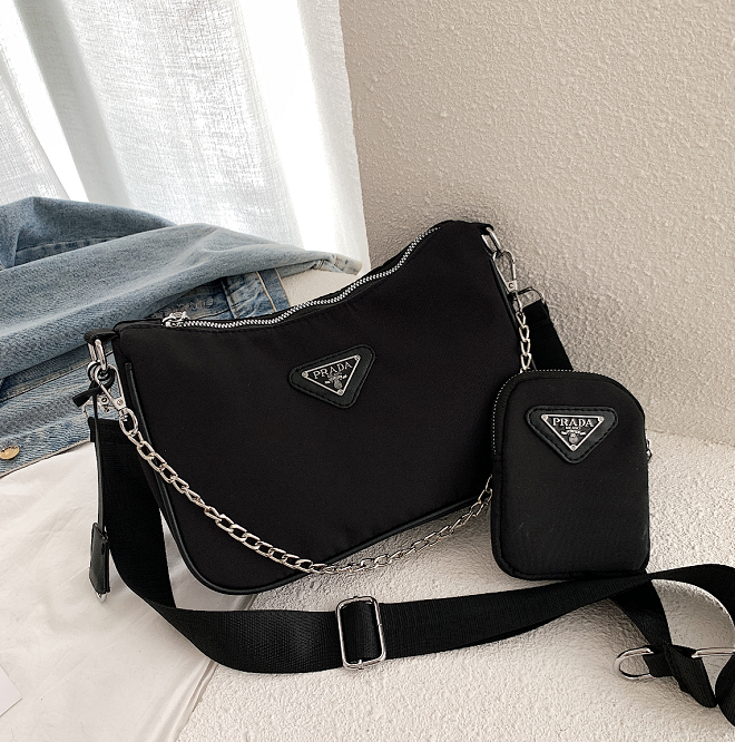 Set 3 túi đeo chéo đeo một bên vai phối chuỗi xích thời trang unisex có thể tháo rời mới năm 2020