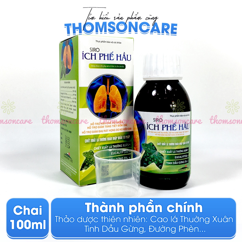 Siro ho Ích Phế Hầu 100ml- Hỗ trợ bổ phế, giảm đờm,đau họng từ cao lá thường xuân